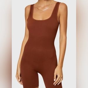 NWT WeWoreWhat Rib Circular Knit Bodysuit, Medium, Brunette